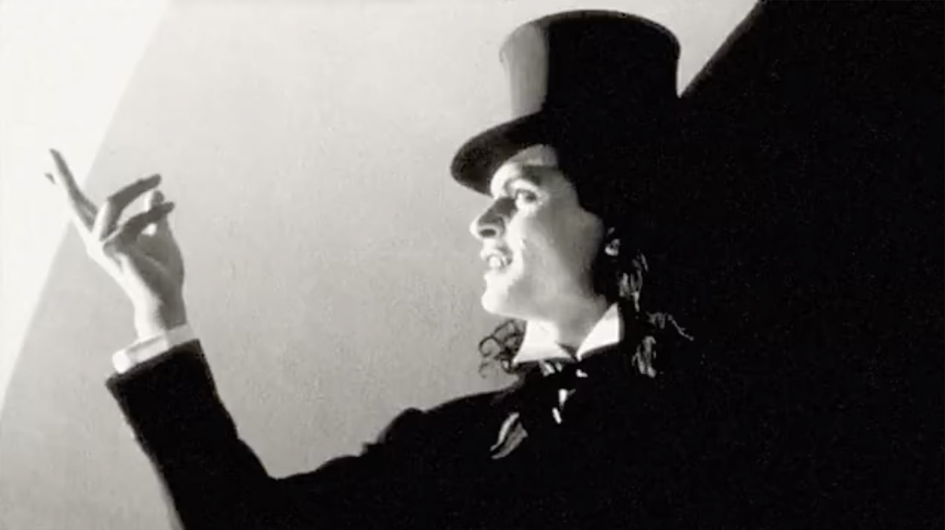 Silent film era style magician in top hat, black-and-white - short film "SILENT"